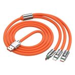 Vumak 3 In 1 USB To Type-C - Micro USB - Lightning 120W Hızlı Şarj Kablosu - Beyaz - tek