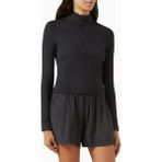 Vuori Studio Half-Zip Crop Top, Stretch Knit Spor ve Şık Üst - M - Siyah