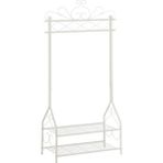 Vuralsin38 Klasik Tarzda Elbise Askısı, Elbise Çubuklu ve 2 Metal Raflı, 92 x 173 x 41 cm (G x Y x D), Krem Beyaz, HSR07W - Siyah