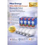 Vuralsin38 Max Energy 15W LED Ampul E27 Duy 6500K Beyaz Işık 1100 Lümen Tasarruflu Ampul 10 Adet