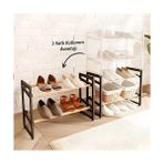 Vuralsin38 Mobee 4 Katlı Ahşap 8 Ayakkabı Kapasiteli Çok Amaçlı Raf Portatif Vidasız Kolay Montaj Ev ve Ofis Organizer Ürünü 20X65X51CM - 001-Renkli