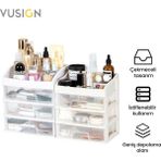 Vusign Çekmeceli Kozmetik Organizer Makyaj Düzenleyici Raf 22X16X13 cm Beyaz