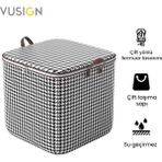 Vusign Vusıgn Fermuarlı Kapitone Depolama Hurcu 110L - (50X45X50 Cm) Kaz Ayağı Desenli Çok Amaçlı Saklama Çantası - 1BW-Beyaz - 1 Adet - 50cm