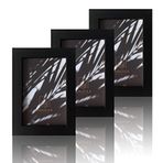 VUVUZULA 3'lü set resim çerçevesi 10 x 15 cm siyah ahşap fotoğraf çerçevesi akrilik camlı ahşap çerçeve MDF kolaj fotoğraf ve resimler için
