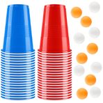 vvhippo Beer Pong bardak seti, bira pong bardağı, 12 masa tenisi topu ve 40 bardak, 500 ml bira pong bardağı, tekrar kullanılabilir parti bardakları, Noel, parti, doğum günü, festival, düğün, kamp için