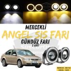 Vw Bora 1998-2006 Uyumlu Üniversal Mercekli Angel Sis Farı Metal Su Geçirmez 76 Mm Sarı Halkalı Gündüz Farı Angel Eyes 2 Adet