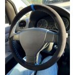 Vw Jette Mk7 Uyumlu Dikmeli Direksiyon Kilifi Alkantara Mavi Yuzuklu