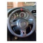 Vw Passat B7 Kasa Uyumlu Alkantara-Karbon Dikmeli Direksiyon Kilifi Kirmizi Yuzuklu A+Plus