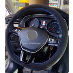 Vw Passat Uyumlu B8-b8,5 Alkantara Dikmeli Direksiyon Kılıfı Mavi İpli