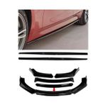 Vw Polo 2005-2009 F30 Düz Marşpiyel 4 Parça ve Gri Şeritli Ön Lip Ön Ek Piona Black 4 Prç
