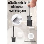 Vwear Antrasit Renk Silikon Tuvalet Fırçası Set Bükülebilir Pratik Silikon Fırça Wc Klozet Fırçası