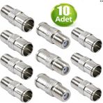 Vwin 10 Adet Hızlı F Konnektör Adaptör Rg6 Anten Kablosu Jak (Hızlı-Tak-Çıkar) F Quick - Gümüş