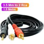 Vwin 2 Rca Aux 3.5 Mm Stereo Lale To 2rca Aux Ses Kablosu (1.5 Metre) - Kaliteyi alın - Siyah