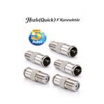 Vwin 5 Adet Hızlı F Konnektör Adaptör Fiş Rg6 Uydu Anten Kablosu Jakı (Hızlı-Tak-Çıkar) F Quick