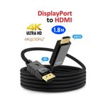 Vwin Dp To HDMI Çevirici Kablo 4K*30Hz Display Port Displayport To HDMI Dönüştürücü (1.8 Metre)