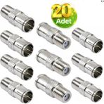 Vwin Hızlı F Konnektör (20 Adet) Adaptör Rg6 Anten Kablosu Jak (Hızlı-Tak-Çıkar) F Quick - Gümüş