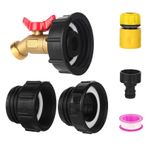 VYH IBC Tote Adaptör 275-330 Galon IBC Tote Tank Adaptörü, IBC Tote Bahçe Hortumu Adaptörü, 1/2 "x 3/4" Kurşunsuz Uyumlu Pirinç Bahçe Hortum Vanası, 3 Adaptörlü, IBC Konteynerlerine Uygula, Ton Varil