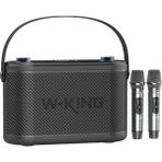 W-KING H10 Bluetooth Hoparlör, 120W Karaoke Makinesi Boombox, 24 Saate Varan Çalma Süresi, REC/Mikrofon/Gitar/Aux/ Ses Bombası - Siyah
