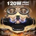 W-King Subwoofer Ile Taşınabilir Loud Bluetooth Hoparlör, 70W Taşınabilir Hoparlörler Bluetooth Kablosuz Su Geçirmez, Üçlü Pasif Radyatörler-Derin Bas/Hi-Fi Ses/Dsp/42H/Güç