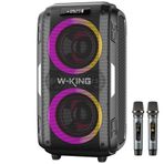 W-KING T9PRO Çift Mikrofonlu Bluetooth Hoparlör, 120W Karaoke Partybox, 24 Saate Varan Çalma Süresi, 5 Mod RGB Ledli, IPX5 Suya Dayanıklı, Kablosuz Stereo TWS, Bluetooth 5.3/Usb/TF/Aux/Gtr, Ses Bombası Siyah