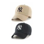 w white stars sports & wear Unisex Spor Ny Şapka 2'li Takım Arkası Cırtlı Ayarlanabilir Bej Siyahh