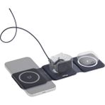 W07B Siyah 3 in 1 Manyetik Kablosuz Şarj Standı – iPhone, AirPods, Apple Watch