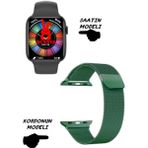 Wacht 8 Pro Akıllı Saat Nfc Özellikli Bt Konuşma Özellikli Akıllı Saat Demir Kordon - 45 mm - Haki