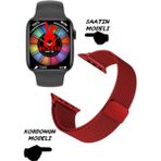 Wacht 8 Pro Akıllı Saat Nfc Özellikli Bt Konuşma Özellikli Akıllı Saat Demir Kordon - 45 mm - Kırmızı