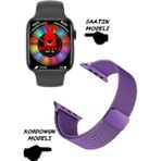 Wacht 8 Pro Akıllı Saat Nfc Özellikli Bt Konuşma Özellikli Akıllı Saat Demir Kordon - 45 mm - Mor