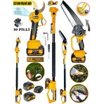 Wacker Pro W-4080 Otomatik Yağ Pompalı Zincirli Testere + Dijital Budama Makası 55 Mm + Teleskopik Uzatma 2 Akülü