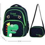 Waddell Dinazor Desenli Lacivert Kapitone Okul Çantası 38x29x20 cm Süngerli Kolluklar ile Rahat Kullanım