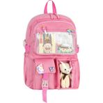 Waddell Kawaii Kore Tarzı Okul Çantası Aksesuarlı Kız Çocuk ve Erkek Çocuk Sırt Çantası Toz Pembe - 40-28-14