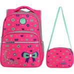 Waddell Lisanslı Frekanslı Fuşya Papyon Desenli Okul Sırt Çantası 40x30x18 Cm Rahat Kullanım
