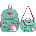 Waddell Little Horse Desenli Lisanslı Kombin Anaokul Kreş Sırt Çantası ve Termal Beslenme Çantası - Mint Yeşili