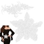 WADORN 2 Stil Çiçek Dantelli Nakış Aplikasyonları, 2 Adet Çiçek Boncuk Dantel Süsleme Aplikasyonları, Boncuk Aplikasyonları, Patches, Cheongsam Giysileri, Saç Takısı, Kendin Yap Dikiş, El İşi
