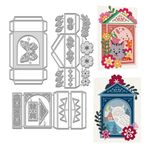 WADORN 3D Kelebek Çiçek Fener, Metal Kesme Kalıpları, Vintage Boş Hediye Kutusu Kesim Kalıpları Şablonlar İçi Boş Pencere Çerçevesi Arka Plan Kabartma Aracı Kesim Şablonları El İşi Kartı, Koleksiyon