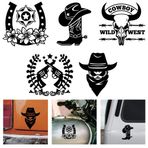 WADORN 5 x Kovboy Araba Çıkartması Vinil Çıkartma "Wild West" Kovboy Çizmesi ve Şapka Yansıtıcı Suya Dayanıklı Dekoratif Vinil Araba Pencere Çıkartması Tampon Pencereleri Arabalar Kamyonlar Dizüstü