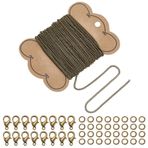 WADORN Takı üretimi için 32 ayak kolye zinciri, takı üretimi için zincir halkası rulosu, büyük paket, 20 karabina kilitli, 100 bükme halkası, takı üretimi için, Gemischte Größen, Demir