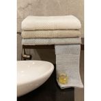 Waffle 3’lü Banyo Havlusu Seti – 3 Adet 100X150 Cm, %100 Pamuk, Yumuşak Dokulu, Örgü Desenli Havlu - 100 x 150 cm - Krem - Gri