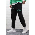 Wafrazon Erkek Eşofman Altı Yazlık Boston Baskılı - 2XL - Siyah