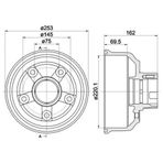 Wagenburg 20255003 Arka Fren Kampanası Kia Bongo 2700 K2500 2003-(220MM) 0K60B26251A