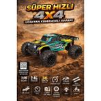Wair Teknoloji 1:16 Rc Araba 36 Km/h Hızlı 4x4 Uzaktan Kumandalı Off Road Drift Araç Şarjlı 2.4ghz - Sarı - Yeşil