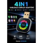 Wair Teknoloji 4 In 1 Kablosuz Carplay Android Auto Airplay Mirror Link Adaptörü USB Tak Çalıştır Ios Android Uyumlu - Siyah