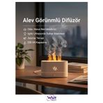 Wair Teknoloji Alev Görünümlü Difüzör Oda Hava Nemlendirici Işıklı Ultrasonik Buhar Makinesi Aroma Terapi 230 ml - Beyaz