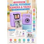 Wair Teknoloji Dijital Fotoğraf Makineleri Çocuk Termal Resim Baskılı Yazıcı Kamera Video Makinesi - Mor