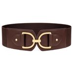 Waist Wow Kadınlar için geniş kemer elbise moda elastik bel kemeri kadın streç kemer kadınlar için altın tokalı kalça kemeri, Kahve rengi, Fit Taillengröße 89cm-99cm