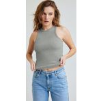 WAK Kadın Gri Halter Yaka Fitilli Crop Bluz
