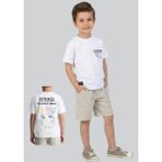 Waka Waka Kids Store Beyaz "summer Mood" Baskılı Tişört & Bej Çizgili Şort Erkek Çocuk Ikili Takım - 5 - 6 Yaş - Çok Renkli
