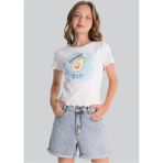 Waka Waka Kids Store Kız Çocuk Avokado Baskılı Fitilli Crop Tişört - Beyaz