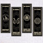 Walarky 4 Parça Ahşap Tabela Duvar Dekoru Nordic Vikings Kelt Drakkar Rune Duvar İşareti İskandinav Vikingler Tekne Rustik Ahşap Asma Tahtası Oturma Odası Yatak Odası Mitolojisi için Ortaçağ Sanatı Ahşap